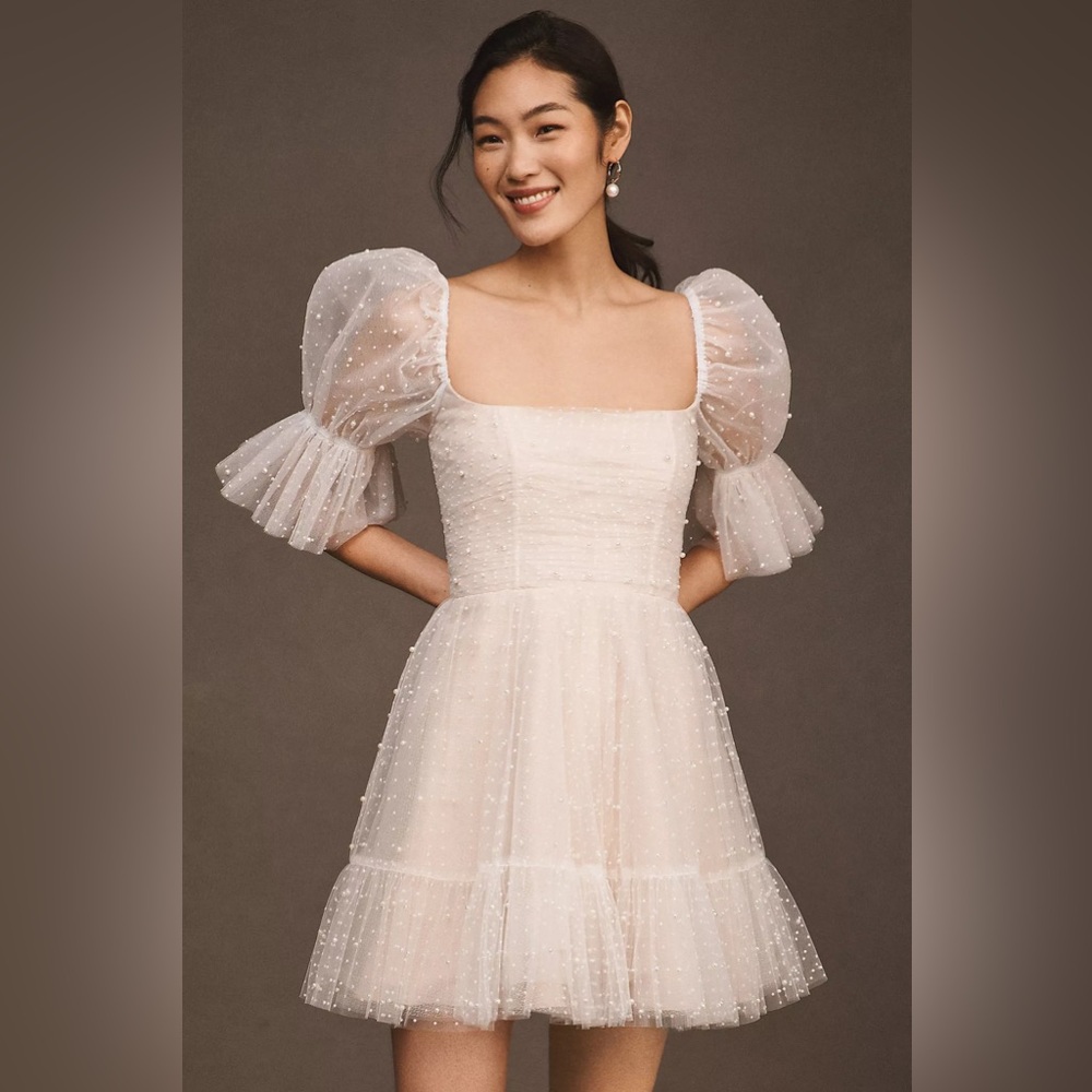 By Watters Macaron Square-Neck Tulle Embellished Mini Dress - Picture 2 of 11